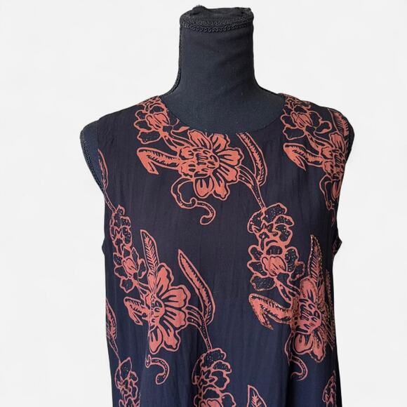 Bali Batik y2k 90s Floral sleeveless shift dress beaded resort dark fairy boho - Picture 3 of 8